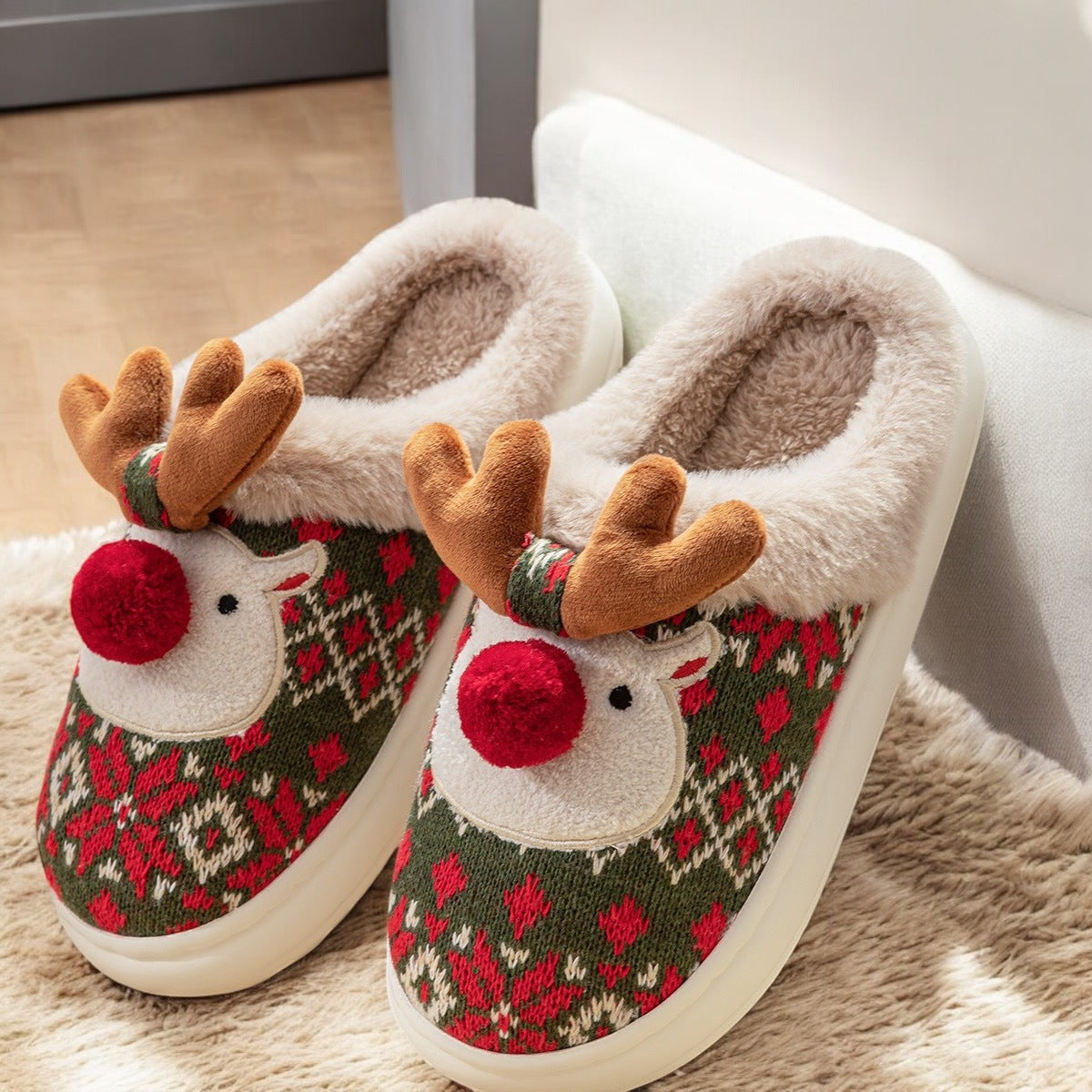 Christmas Warm Series-Cute Elk Velvet Slippers