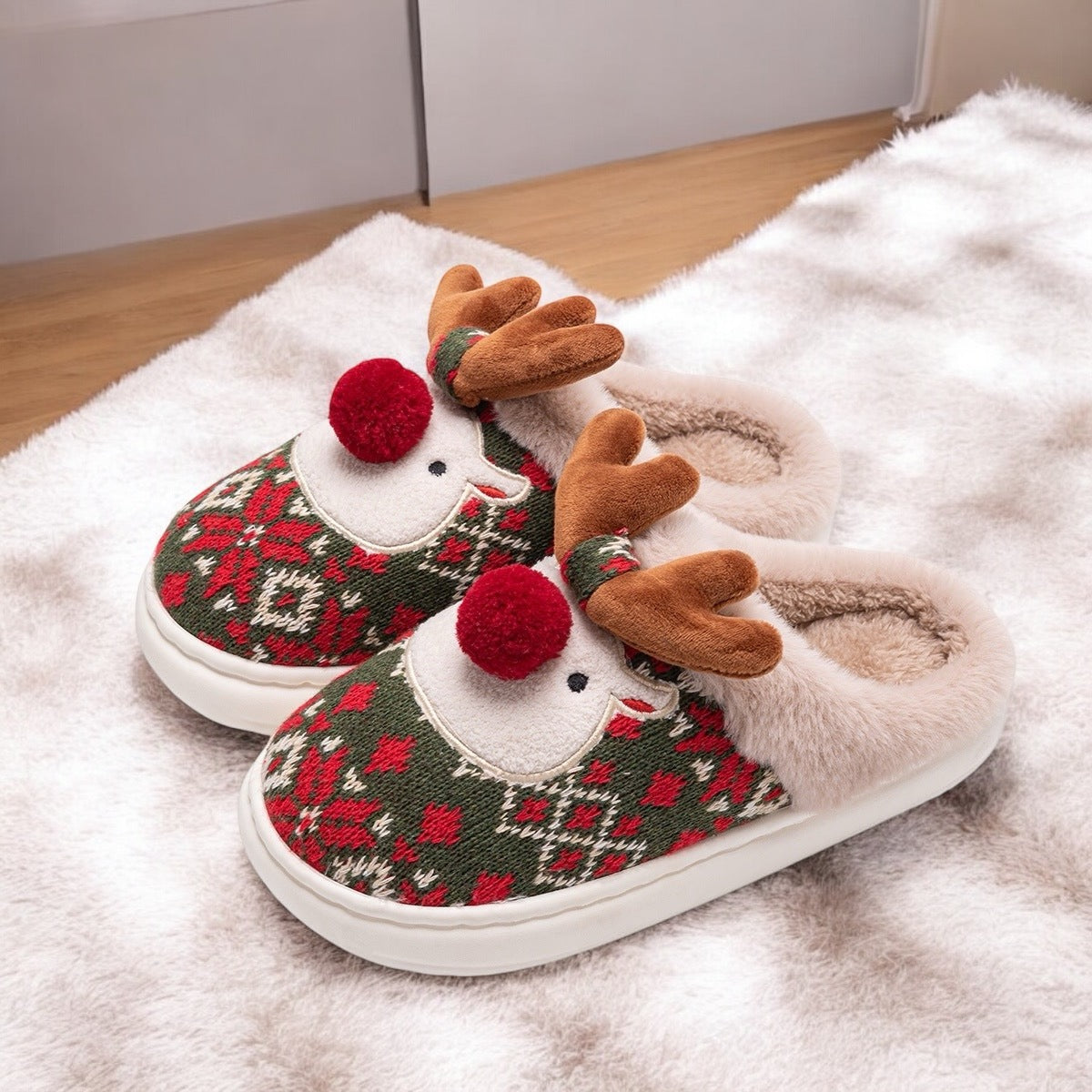 Christmas Warm Series-Cute Elk Velvet Slippers