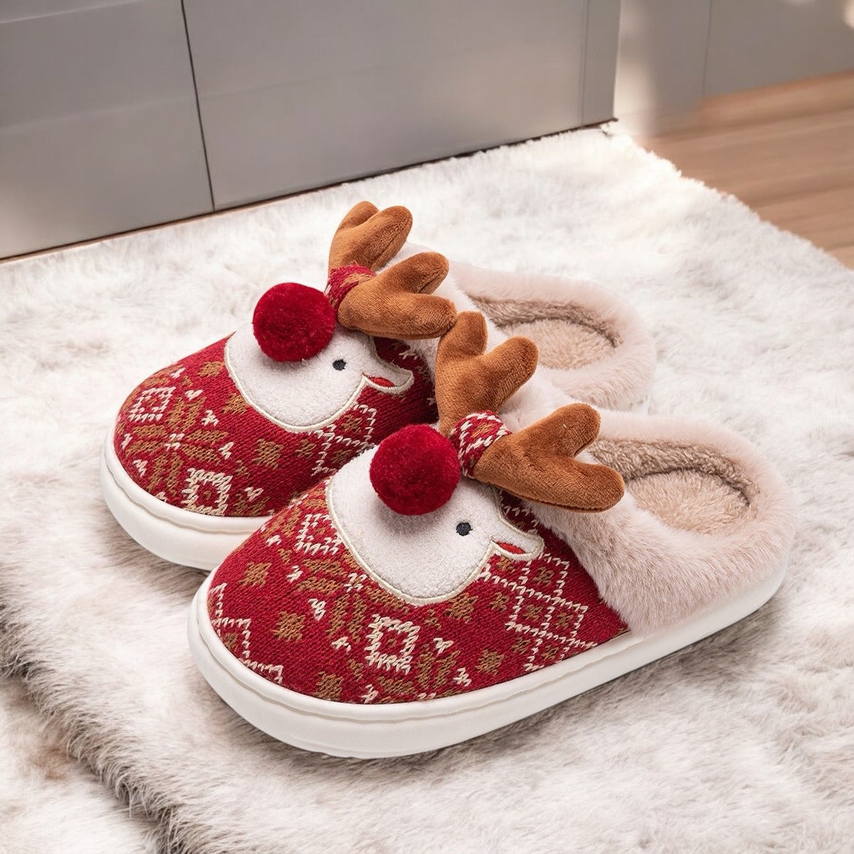 Christmas Warm Series-Cute Elk Velvet Slippers