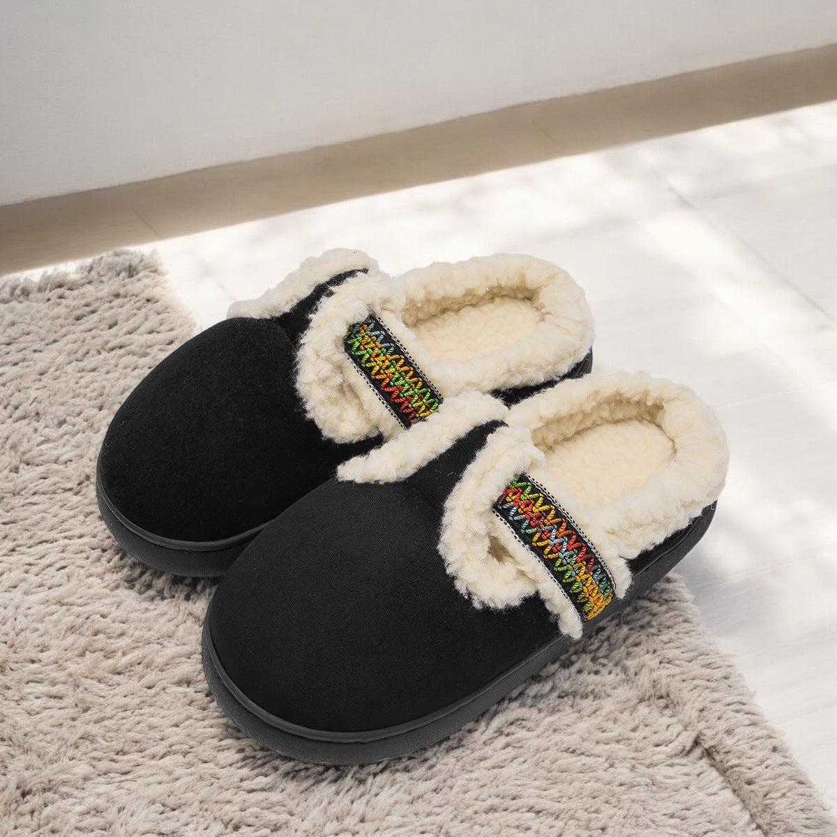 Webbing Birkenstock cotton slippers for outer wear warm slippers