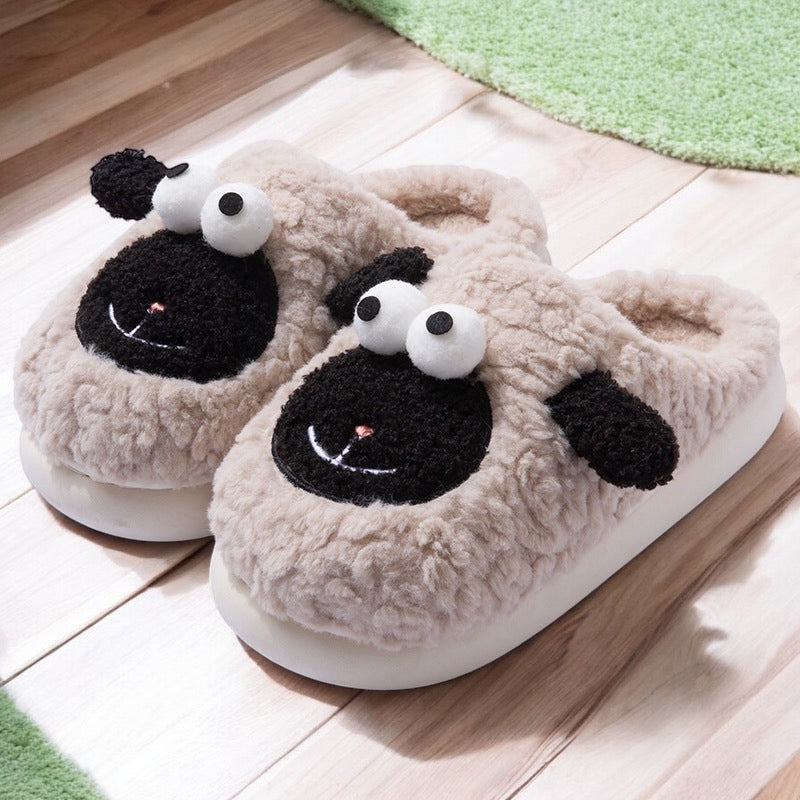  Lamb warm slippers-winter thick-soled non-slip slippers