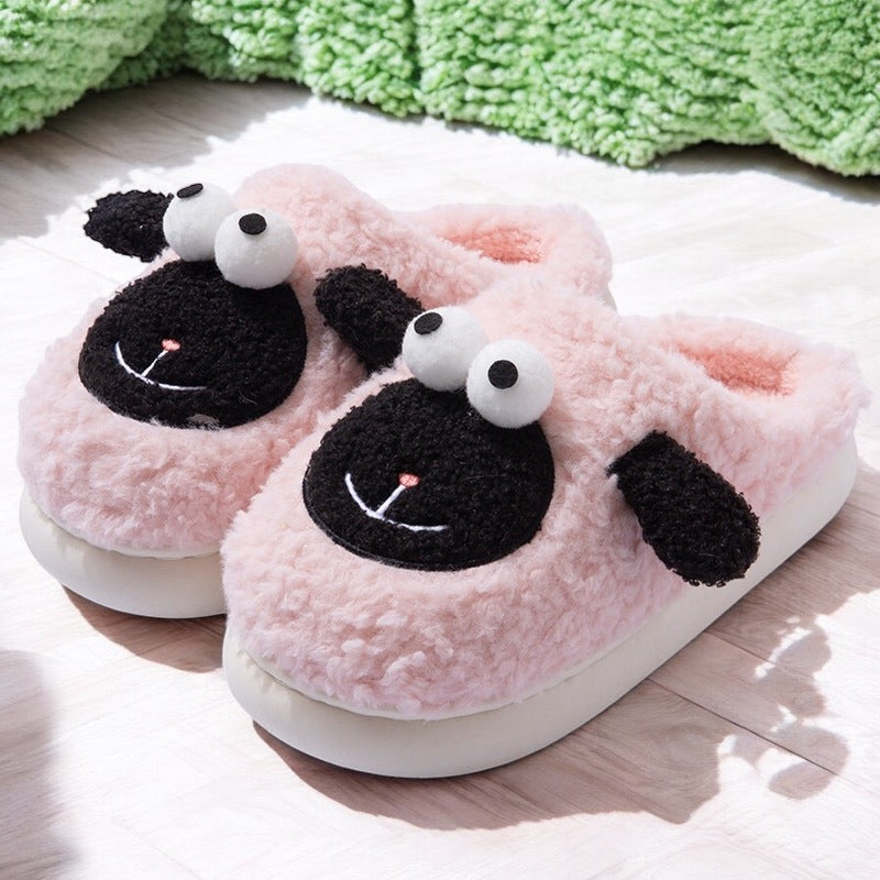  Lamb warm slippers-winter thick-soled non-slip slippers