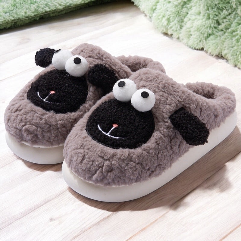  Lamb warm slippers-winter thick-soled non-slip slippers