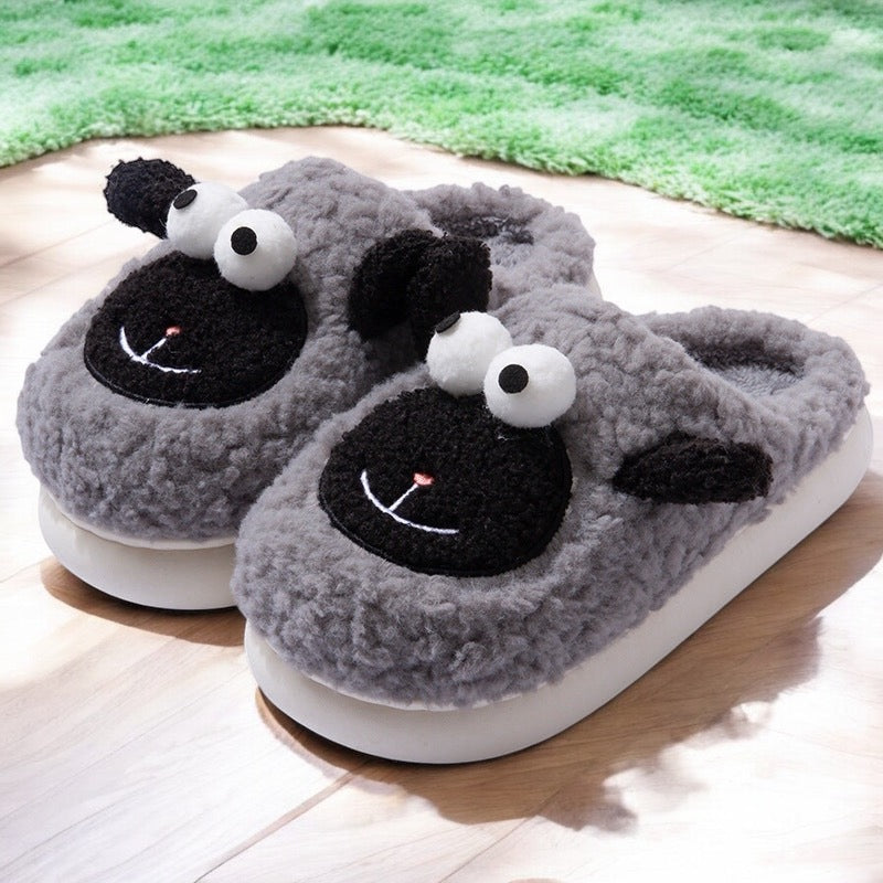  Lamb warm slippers-winter thick-soled non-slip slippers