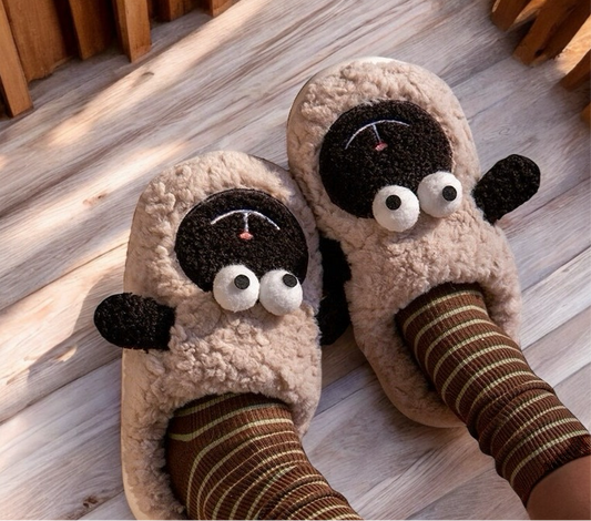  Lamb warm slippers-winter thick-soled non-slip slippers